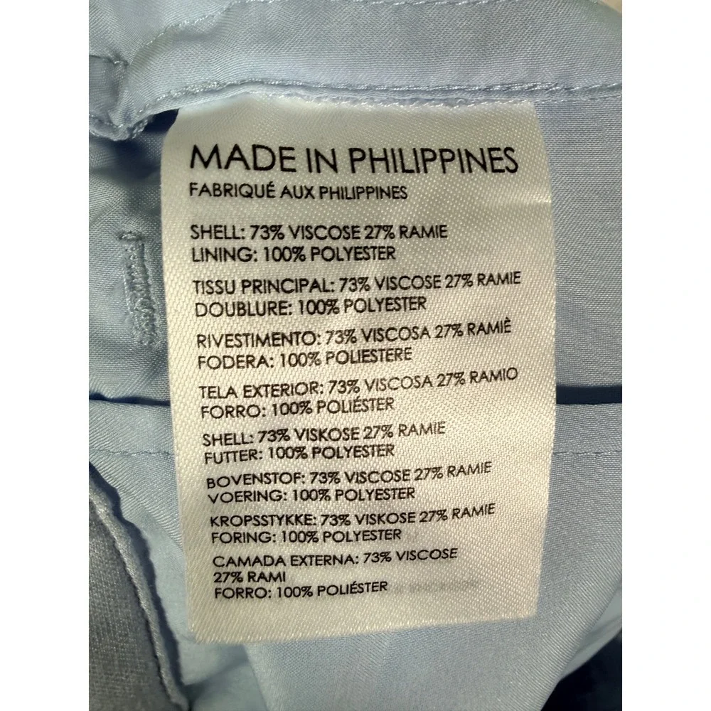 Club Monaco Pleated High Waisted Viscose Ramie Shorts Size 12 Light Blue
